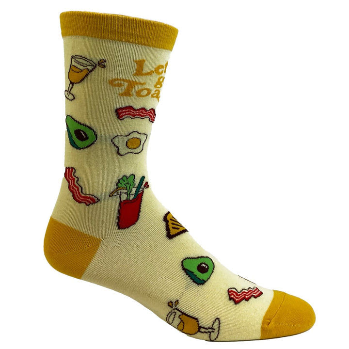 Womens Lets Get Toasted Socks Funny Boozy Brunch Breakfast Drunk Graphic Novelty Footwear Image 4