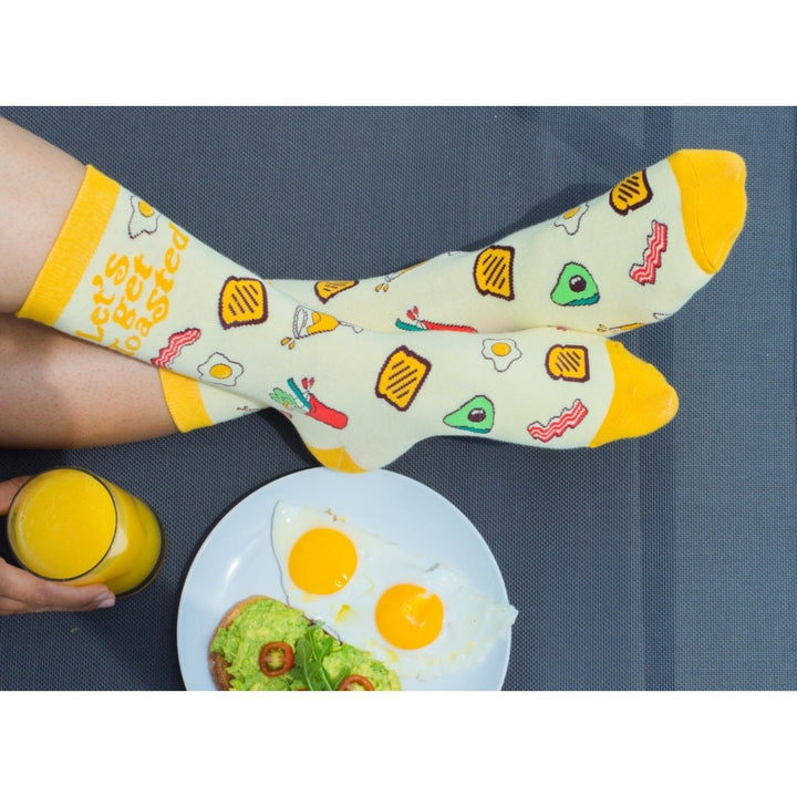 Womens Lets Get Toasted Socks Funny Boozy Brunch Breakfast Drunk Graphic Novelty Footwear Image 7