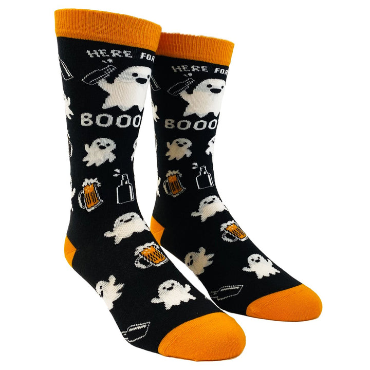 Womens Here For The Booze Socks Funny Ghost Halloween Party Graphic Novelty Footwear Image 6