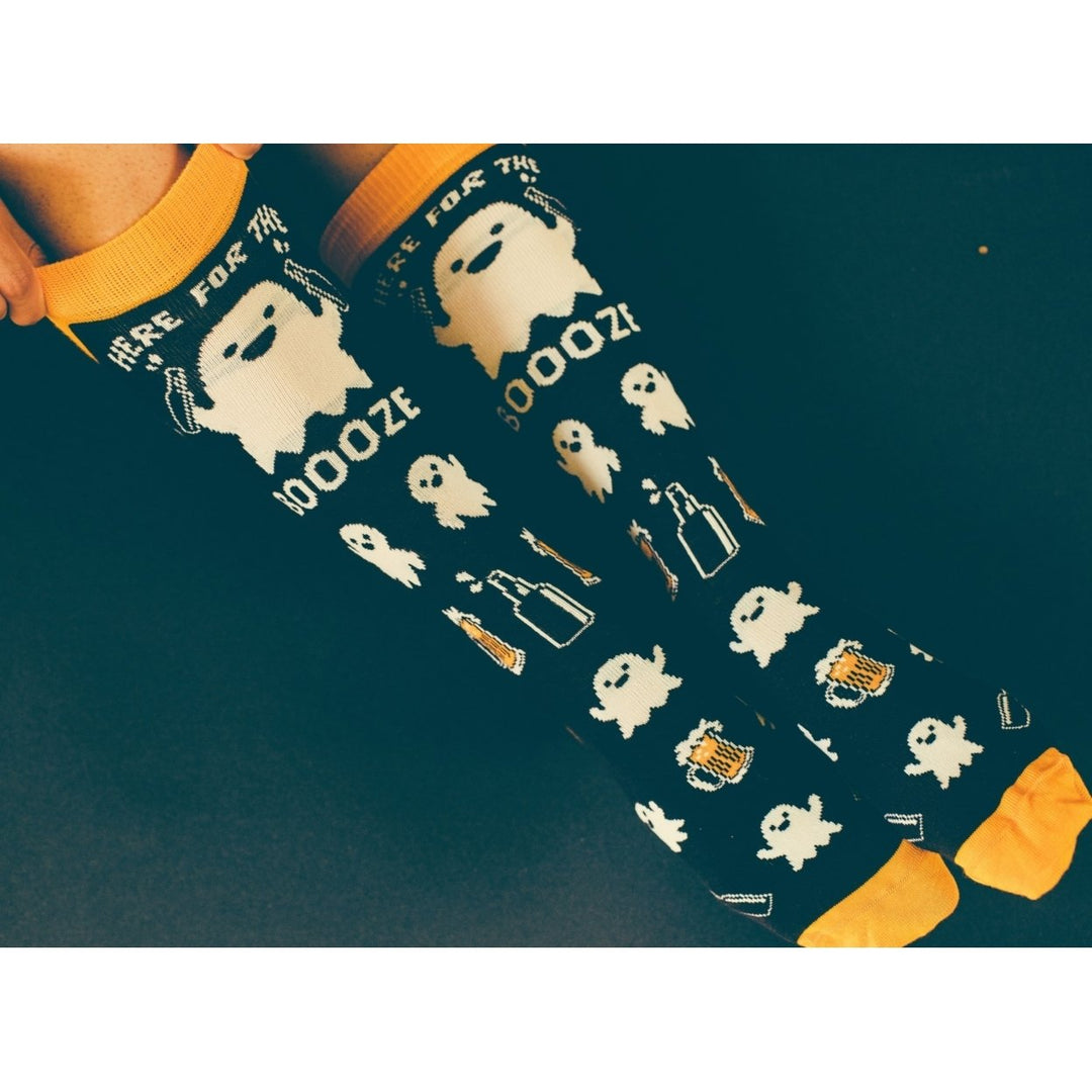 Womens Here For The Booze Socks Funny Ghost Halloween Party Graphic Novelty Footwear Image 7