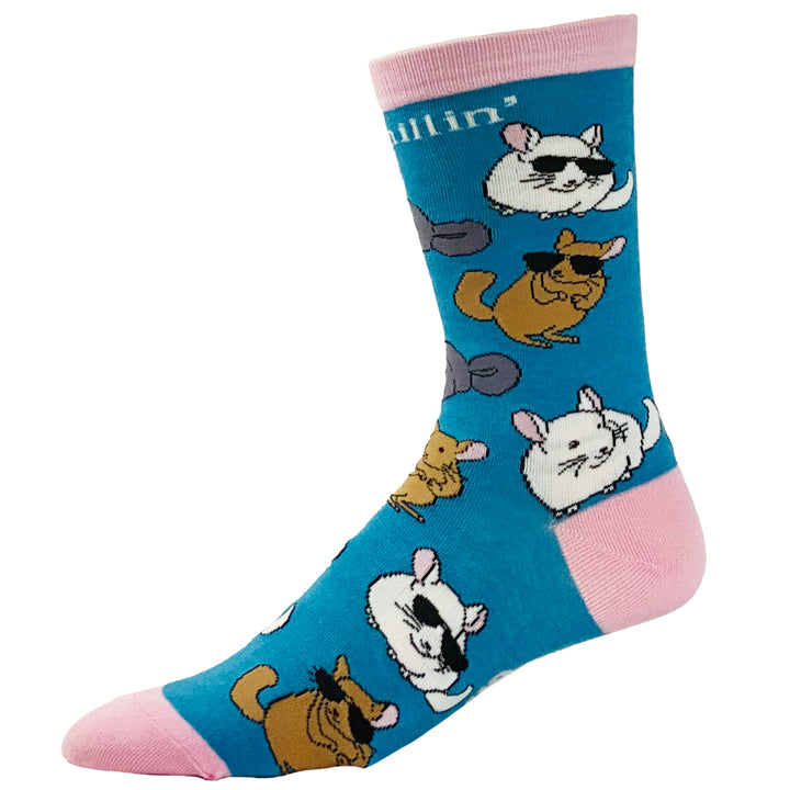 Womens Chinchillin Socks Funny Cool Chinchilla Cute Pet Rodent on Sock Graphic Novelty Footwear Image 4
