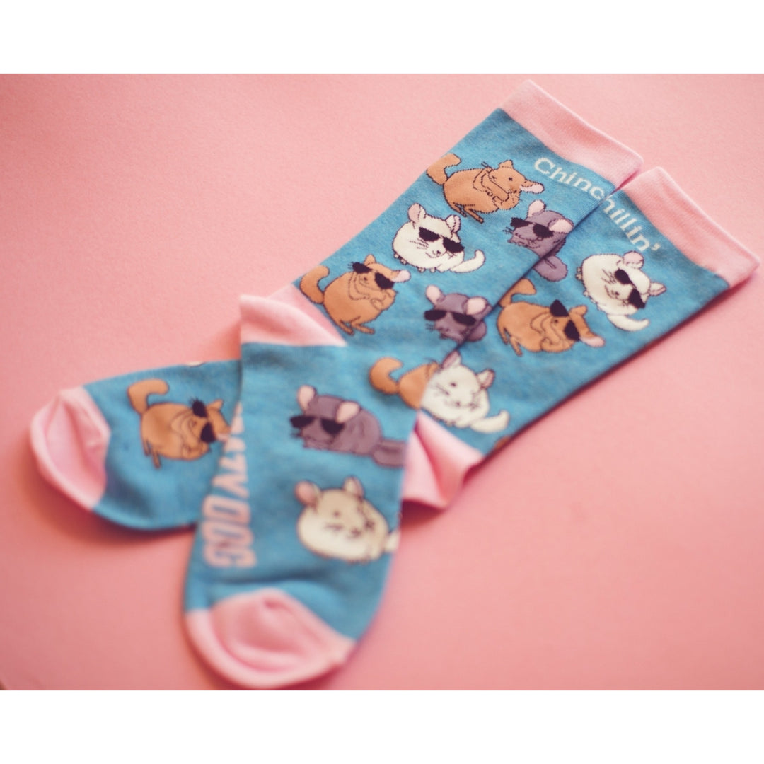 Womens Chinchillin Socks Funny Cool Chinchilla Cute Pet Rodent on Sock Graphic Novelty Footwear Image 8