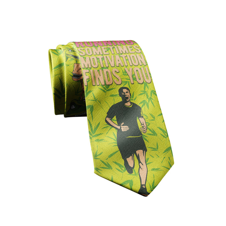 Running Sometimes Motivation Find You Necktie Funny Neckties for Men Dinosaur Tie Mens Novelty Neckties Image 1
