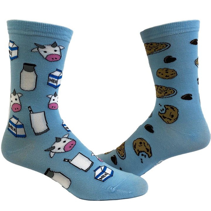 Womens Milk And Cookies Socks Funny Dessert Snack Graphic Novelty Footwear Image 1