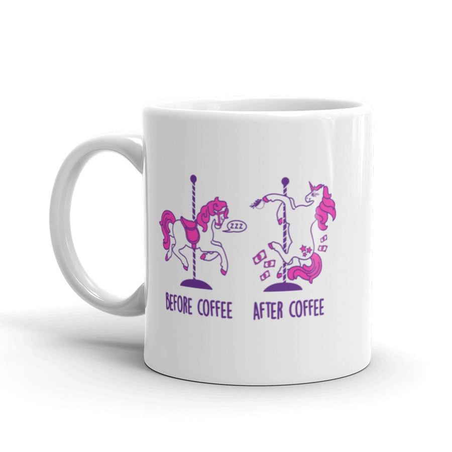 Before And After Coffee Unicorn Coffee Mug Funny Mythical Creature Ceramic Cup-11oz Image 1