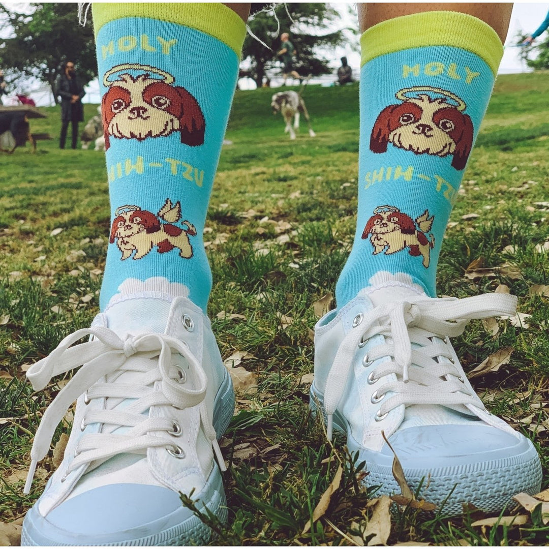 Womens Holy Shih-Tzu Socks Funny Pet Puppy Dog Animal Lover Angel Graphic Novelty Footwear Image 7