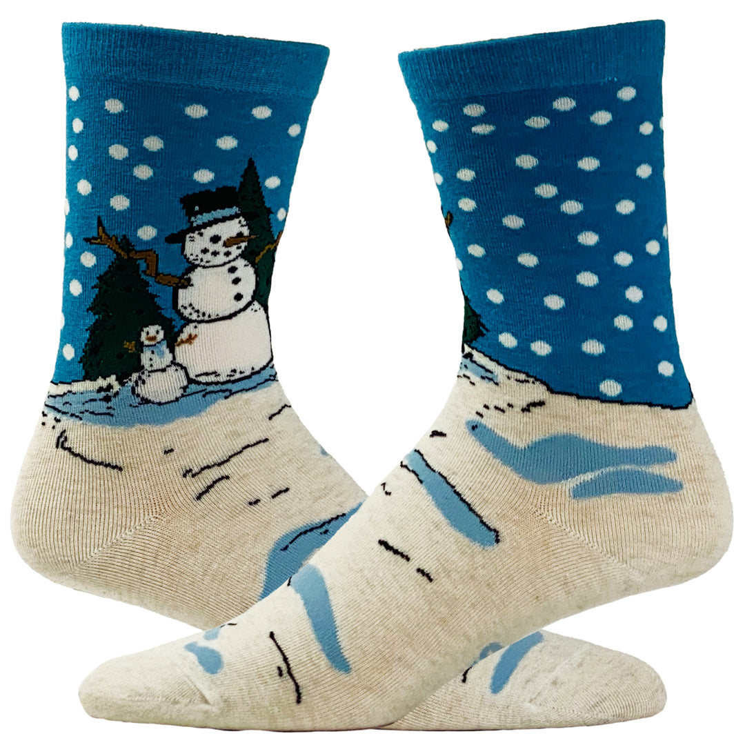 Womens Snowman Socks Cute Winter Weather Snow Holiday Christmas Party Festive Novelty Footwear Image 1