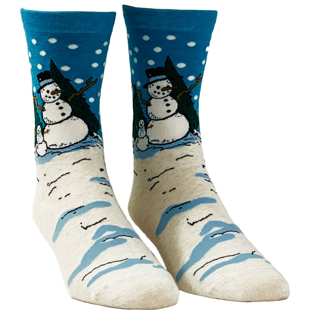 Womens Snowman Socks Cute Winter Weather Snow Holiday Christmas Party Festive Novelty Footwear Image 2