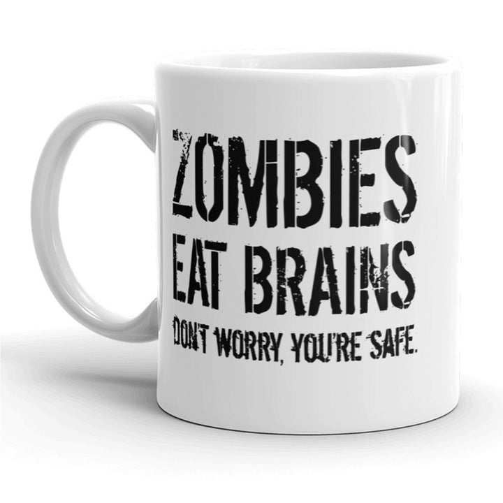 Zombies Eat Brains Mug Funny Halloween Coffee Cup - 11oz Image 1