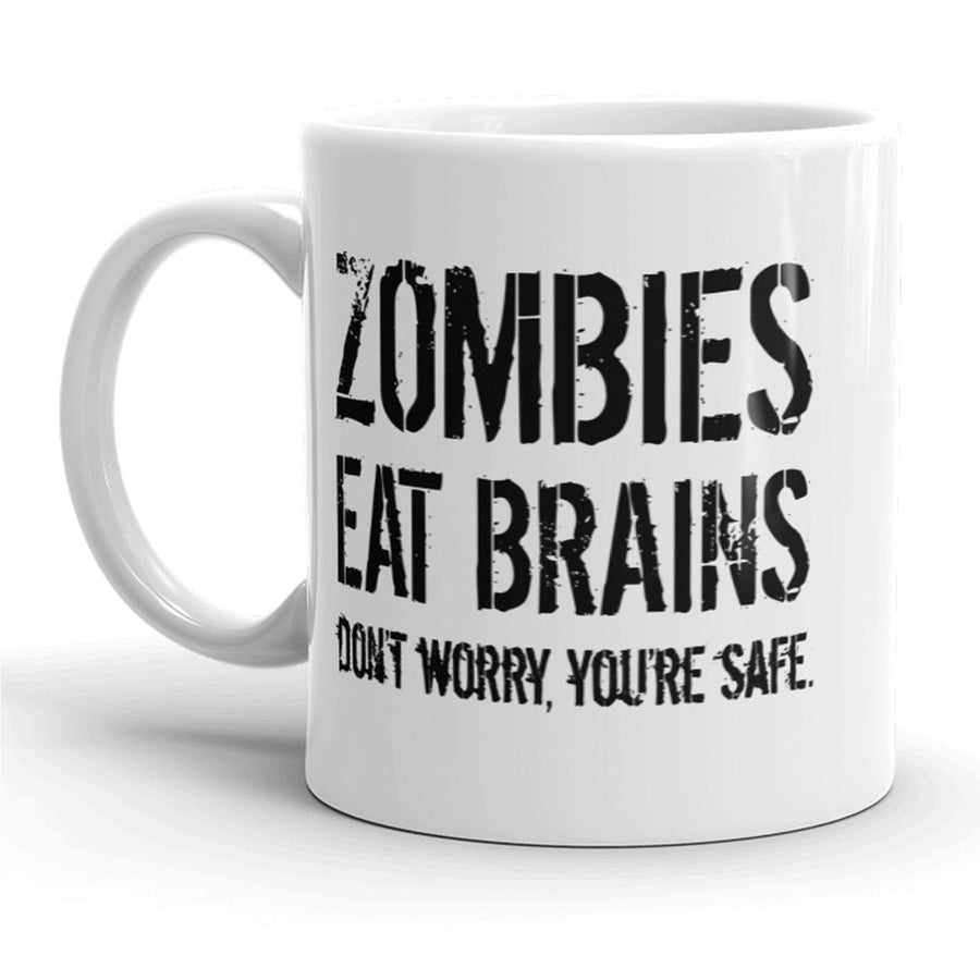 Zombies Eat Brains Mug Funny Halloween Coffee Cup - 11oz Image 1