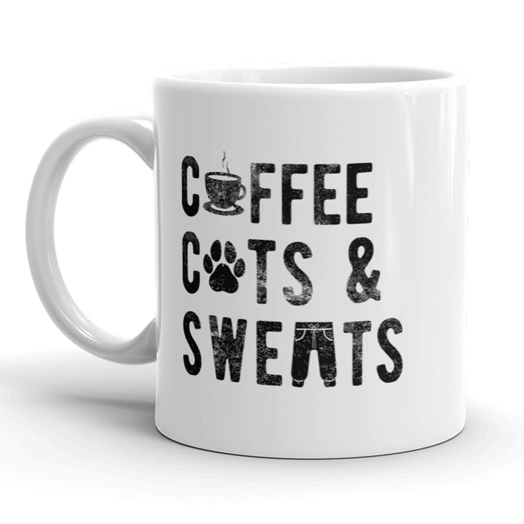 Coffee Cats And Sweats Mug Cute Crazy Cat Lady Coffee Cup - 11oz Image 1