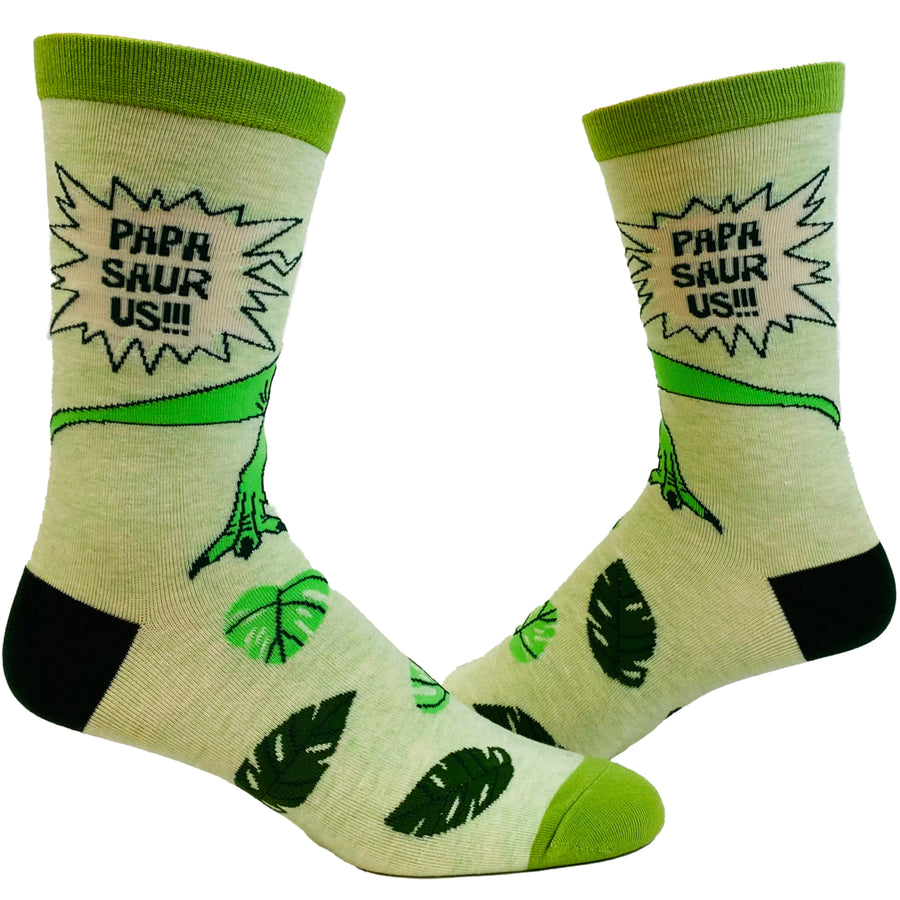 Mens Papasaurus Socks Funny Fathers Day Dinosaur T-Rex Grandfather Novelty Footwear Image 1