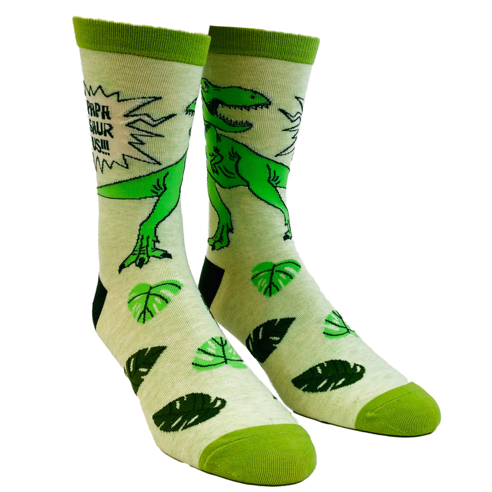 Mens Papasaurus Socks Funny Fathers Day Dinosaur T-Rex Grandfather Novelty Footwear Image 2