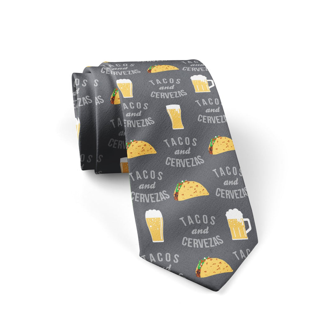 Tacos And Cervezas Necktie Funny Neckties for Men Beer Tie Mens Novelty Neckties Image 1