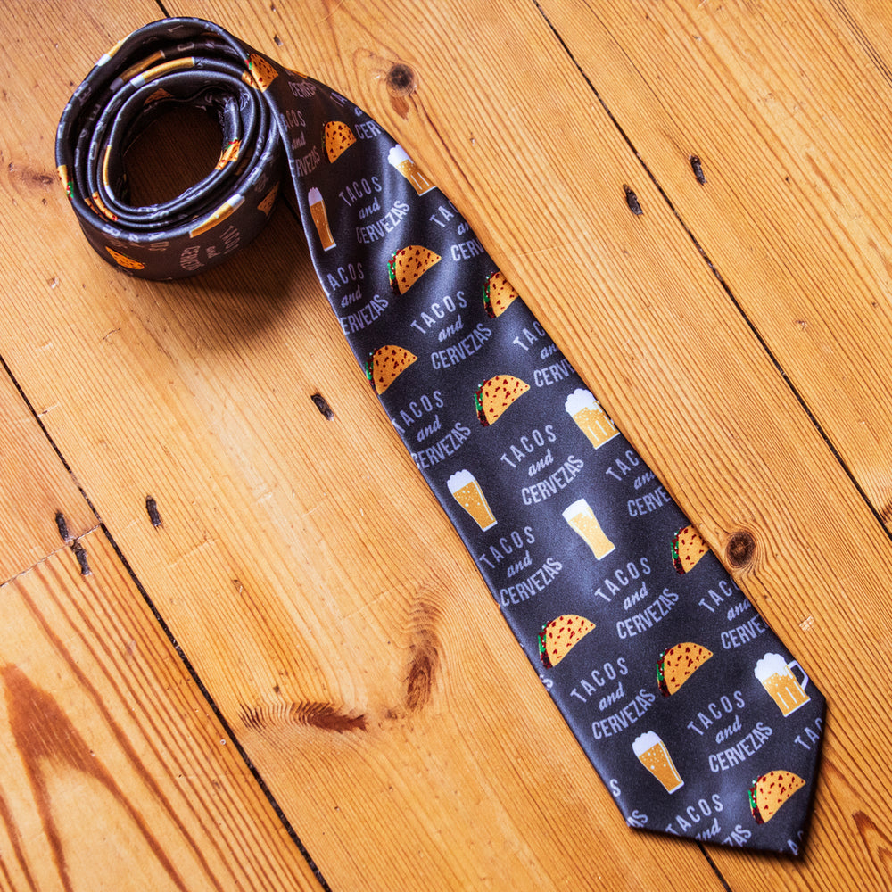 Tacos And Cervezas Necktie Funny Neckties for Men Beer Tie Mens Novelty Neckties Image 2