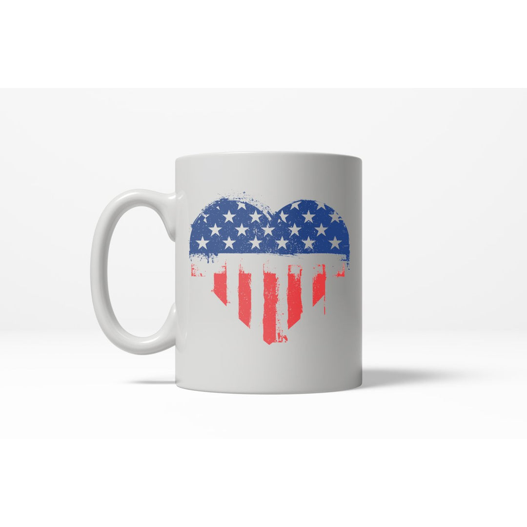 USA Vintage Flag Heart American Pride Cool Ceramic Coffee Drinking Mug - 11oz Image 1