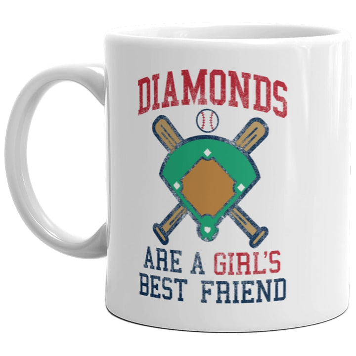 Diamonds Are A Girls Best Friend Mug Funny Baseball Softball Player Coffee Cup-11oz Image 1