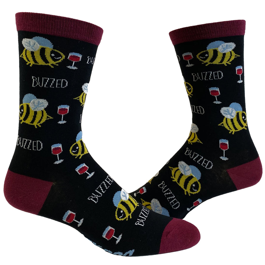 Womens Buzzed Socks Funny Bumble Bee Drinking Party Graphic Novelty Footwear Image 1