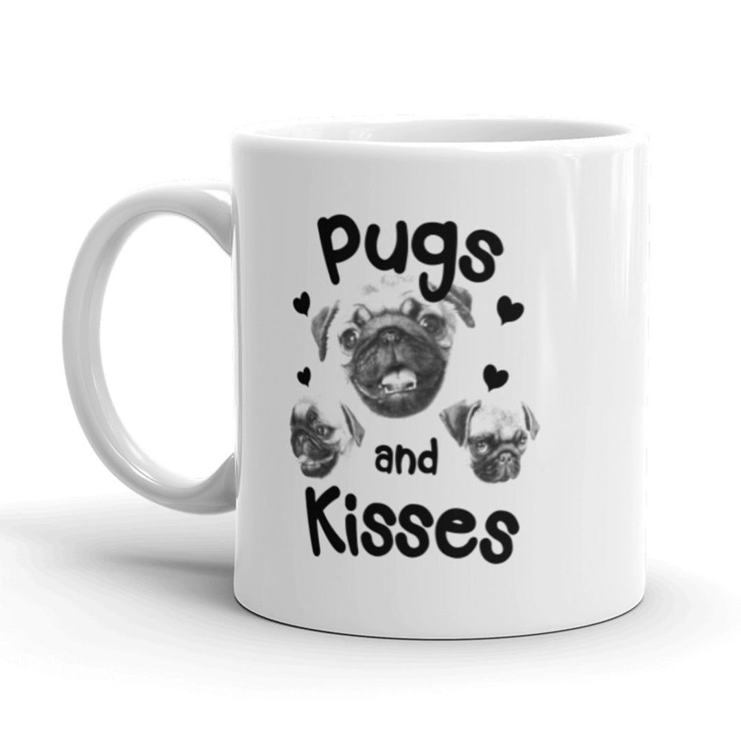 Pugs And Kisses Coffee Mug Funny Pet Puppy Dog Ceramic Cup-11oz Image 1