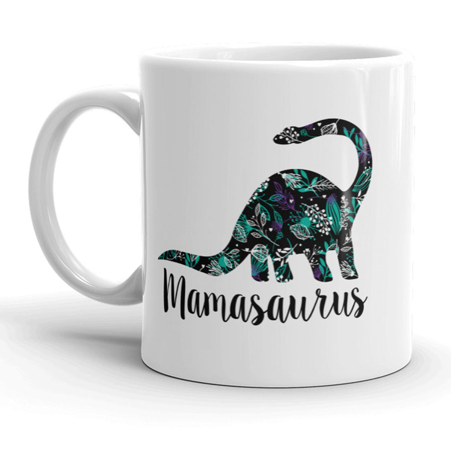 Mamasaurus Floral Mug Funny Dinosaur Mothers Day Coffee Cup - 11oz Image 1