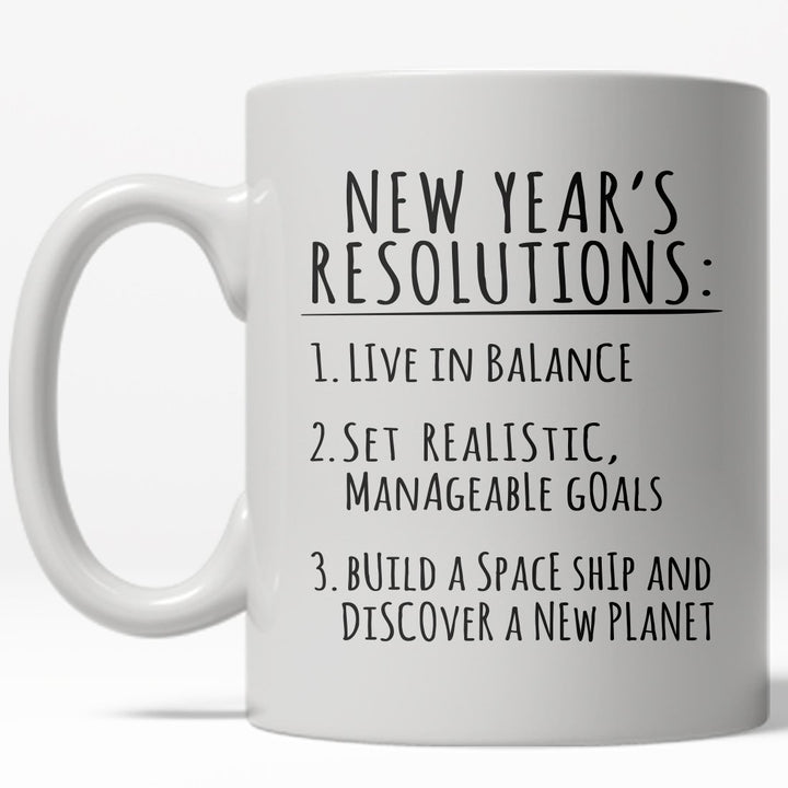 Years Resolution Build A Spaceship Mug Funny Astronaut Coffee Cup - 11oz Image 1