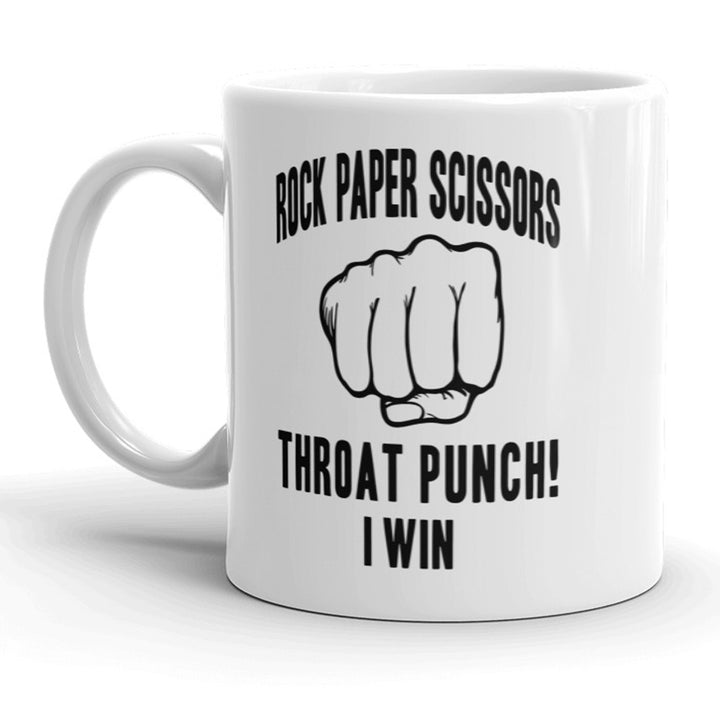 Rock Paper Scissors Throat Punch Mug Funny Coffee Cup - 11oz Image 1