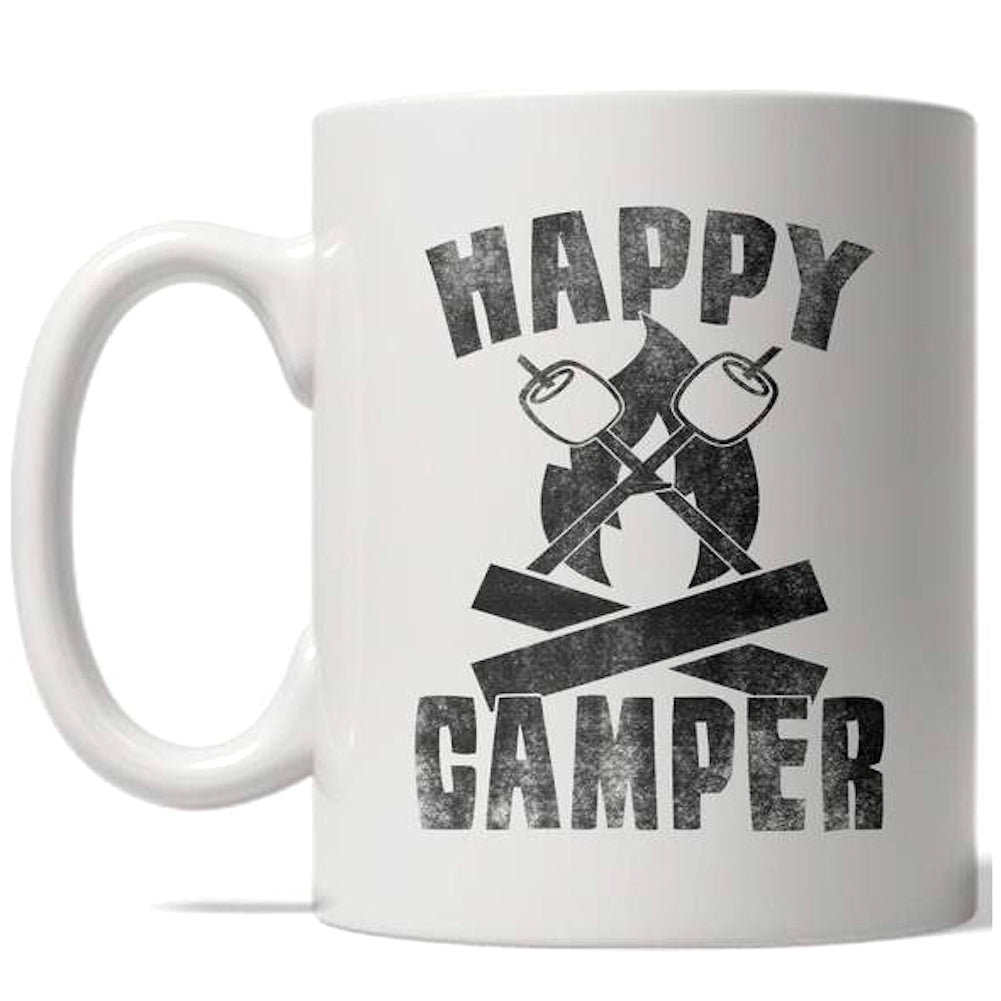 Happy Camper Mug Funny Outdoors Aventure Coffee Cup - 11oz Image 1