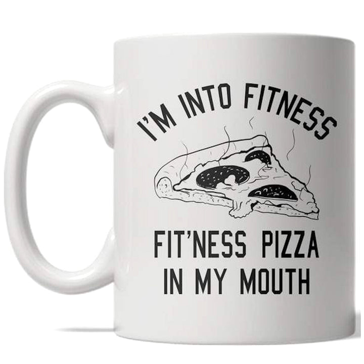 Fitness Pizza Mug Funny Workout Health Italian Food Coffee Cup - 11oz Image 1