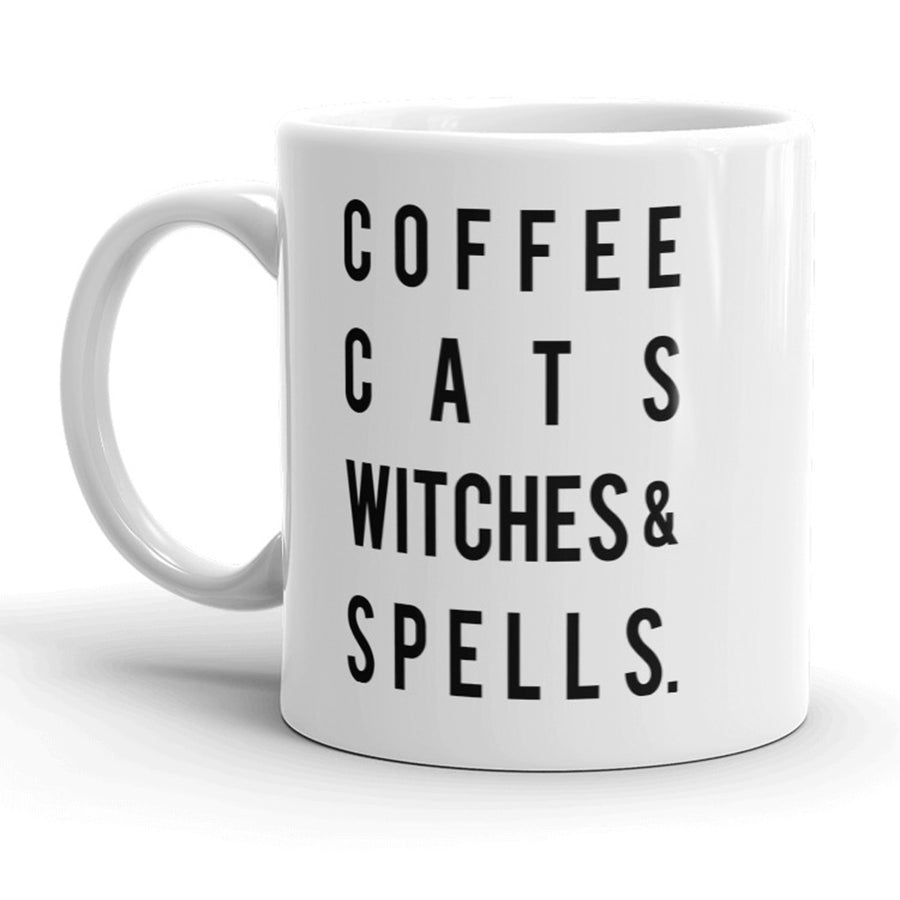 Coffee Cats Witches And Spells Mug Funny Halloween Coffee Cup - 11oz Image 1