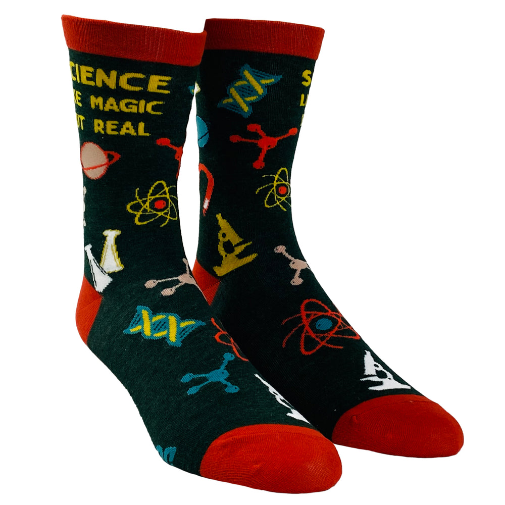 Youth Science Like Magic But Real Socks Funny Nerdy Chemistry Sarcastic Graphic Footwear Image 2