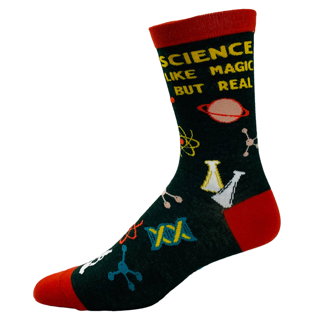 Youth Science Like Magic But Real Socks Funny Nerdy Chemistry Sarcastic Graphic Footwear Image 4