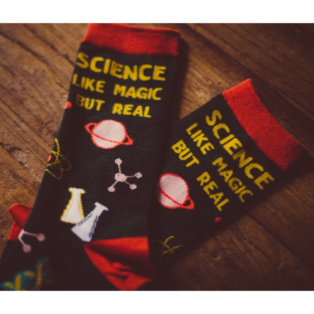 Youth Science Like Magic But Real Socks Funny Nerdy Chemistry Sarcastic Graphic Footwear Image 7