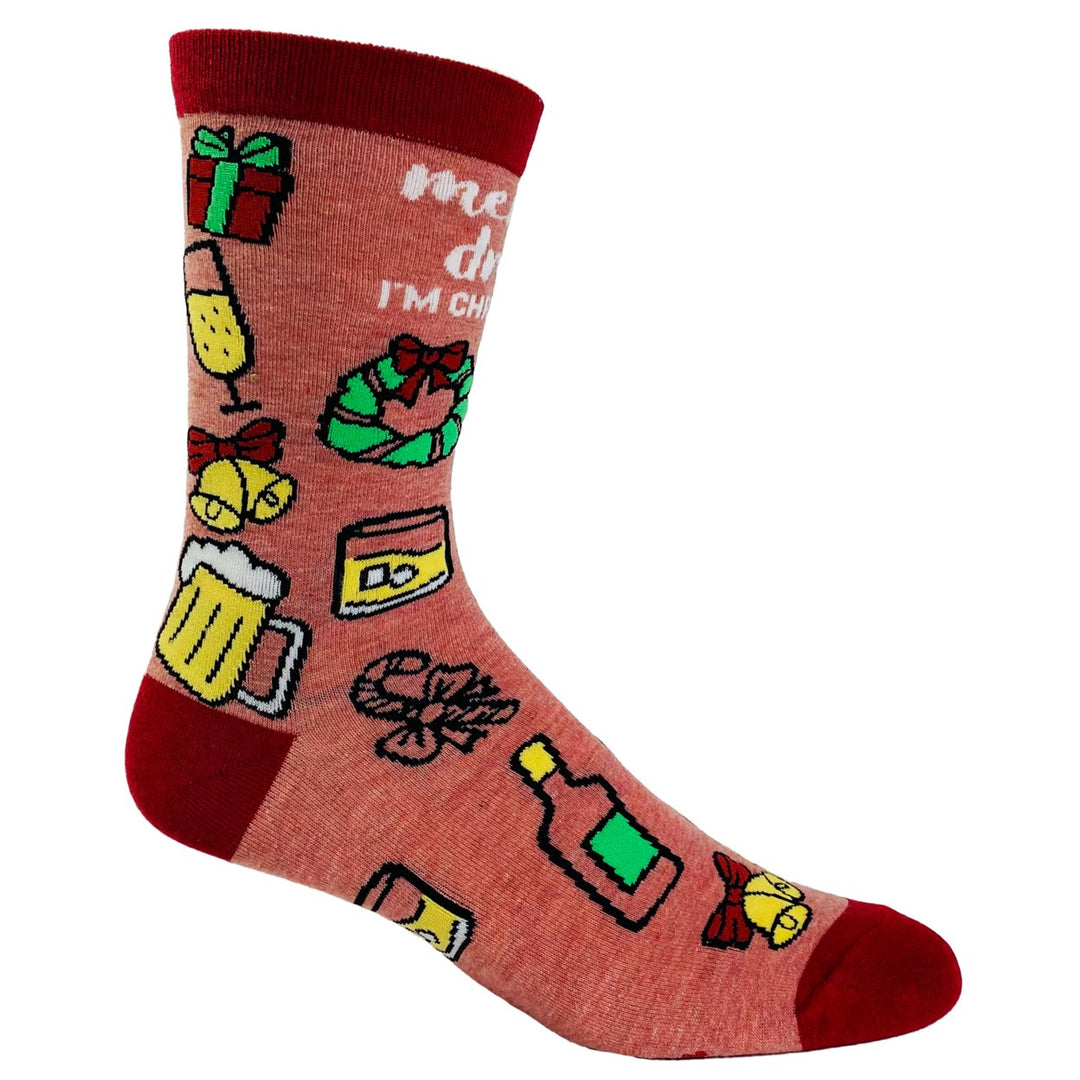 Womens Merry Drunkmas Socks Funny Christmas Party Beer Wine Lover Novelty Footwear Image 4