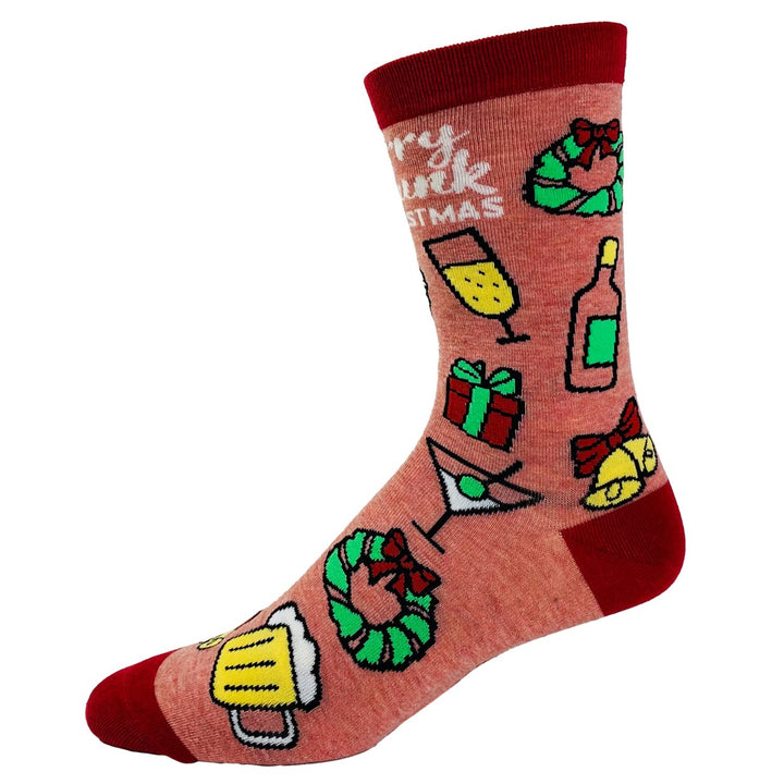 Womens Merry Drunkmas Socks Funny Christmas Party Beer Wine Lover Novelty Footwear Image 6