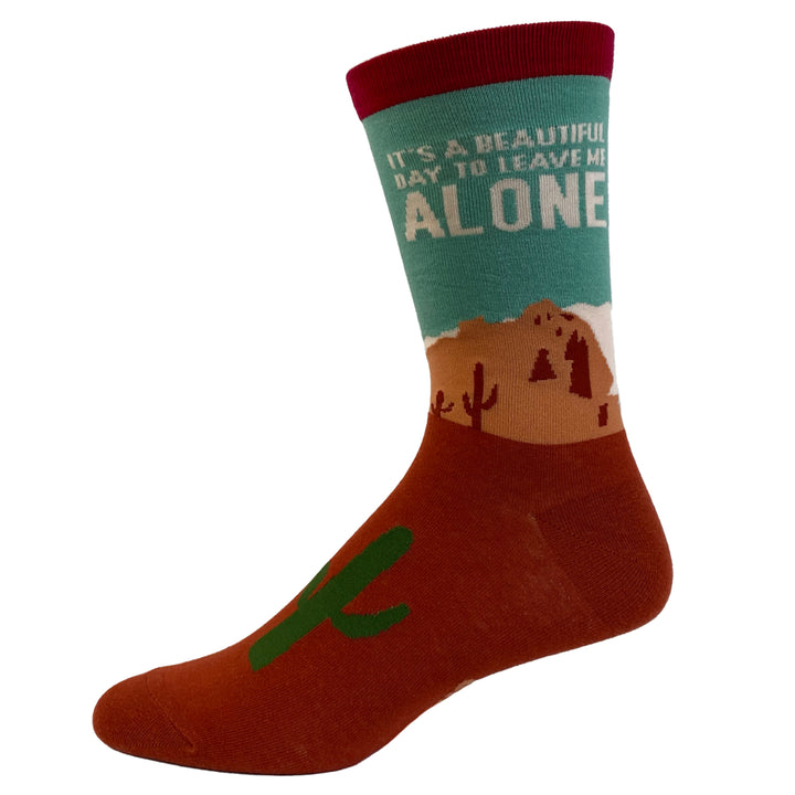 Womens Its A Beautiful Day To Leave Me Alone Socks Funny Desert Camping Graphic Footwear Image 4