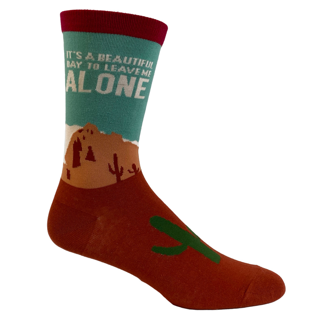 Womens Its A Beautiful Day To Leave Me Alone Socks Funny Desert Camping Graphic Footwear Image 6