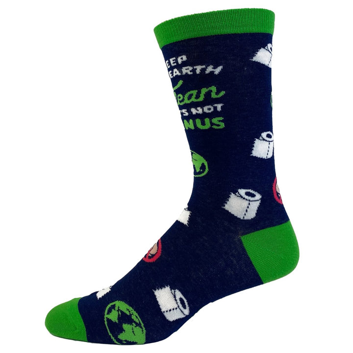 Womens Keep The Earth Clean Its Not Uranus Socks Funny Toilet Space Humor Graphic Footwear Image 4