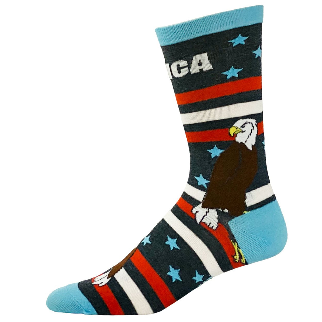 Mens Merica Socks Funny 4th Of July Independence Day USA Eagle Novelty Footwear Image 4