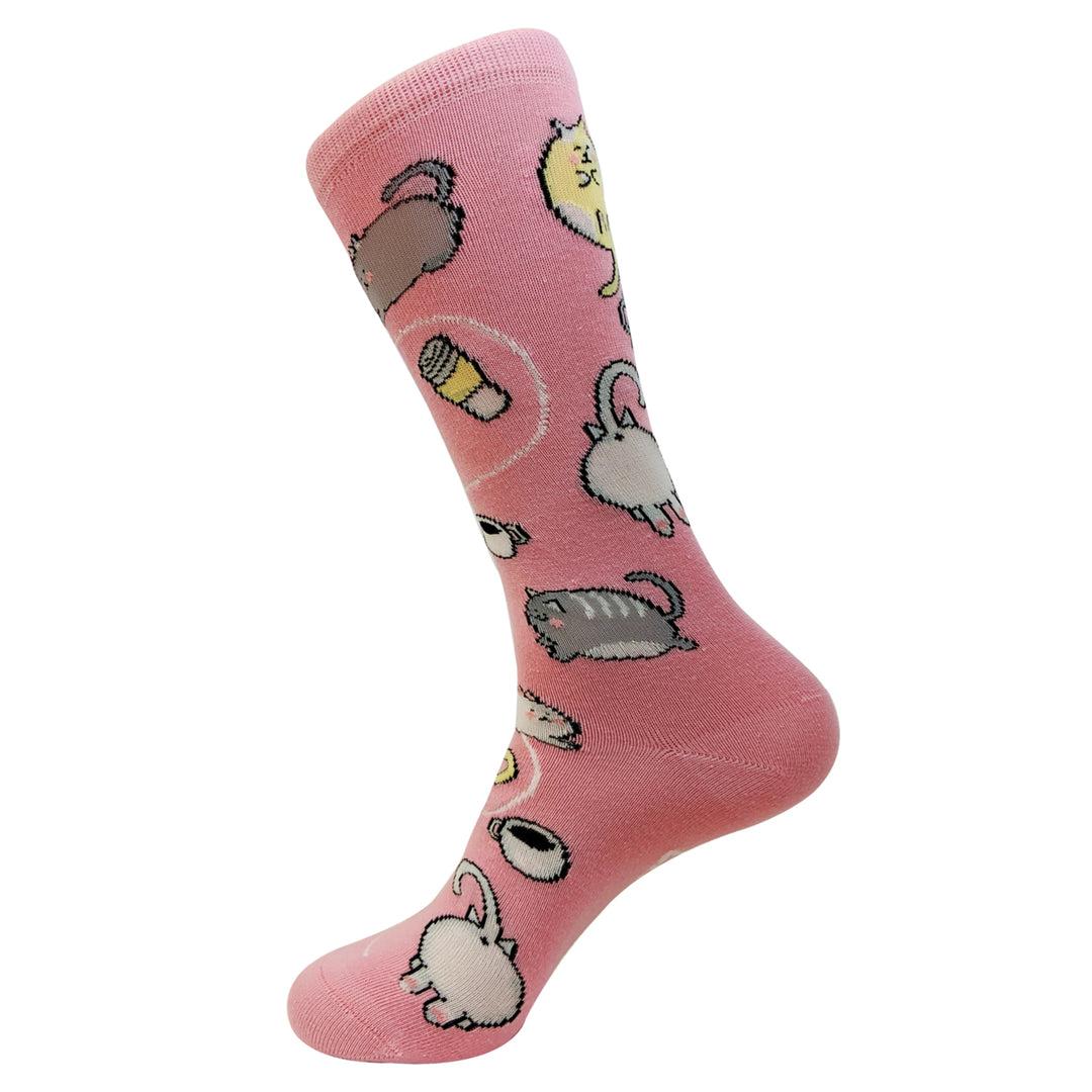 Womens Cats And Coffee Kind Of Girl Funny Novelty Crew Socks Kawaii Kittens Image 4