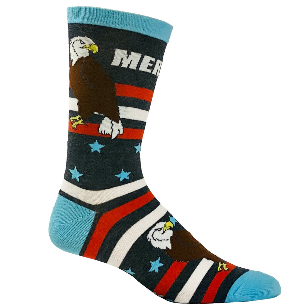 Mens Merica Socks Funny 4th Of July Independence Day USA Eagle Novelty Footwear Image 6