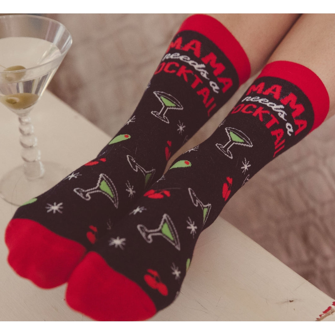 Womens Mama Needs A Cocktail Socks Funny Mothers Day Drinking Liquor Graphic Novelty Footwear Image 7