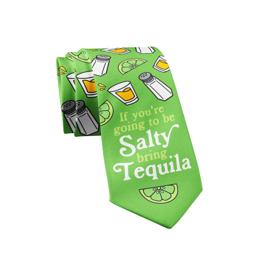 If Youre Going To Be Salty Bring Tequila Tie Novelty Ties for Men Funny Neckties for Guys Image 1