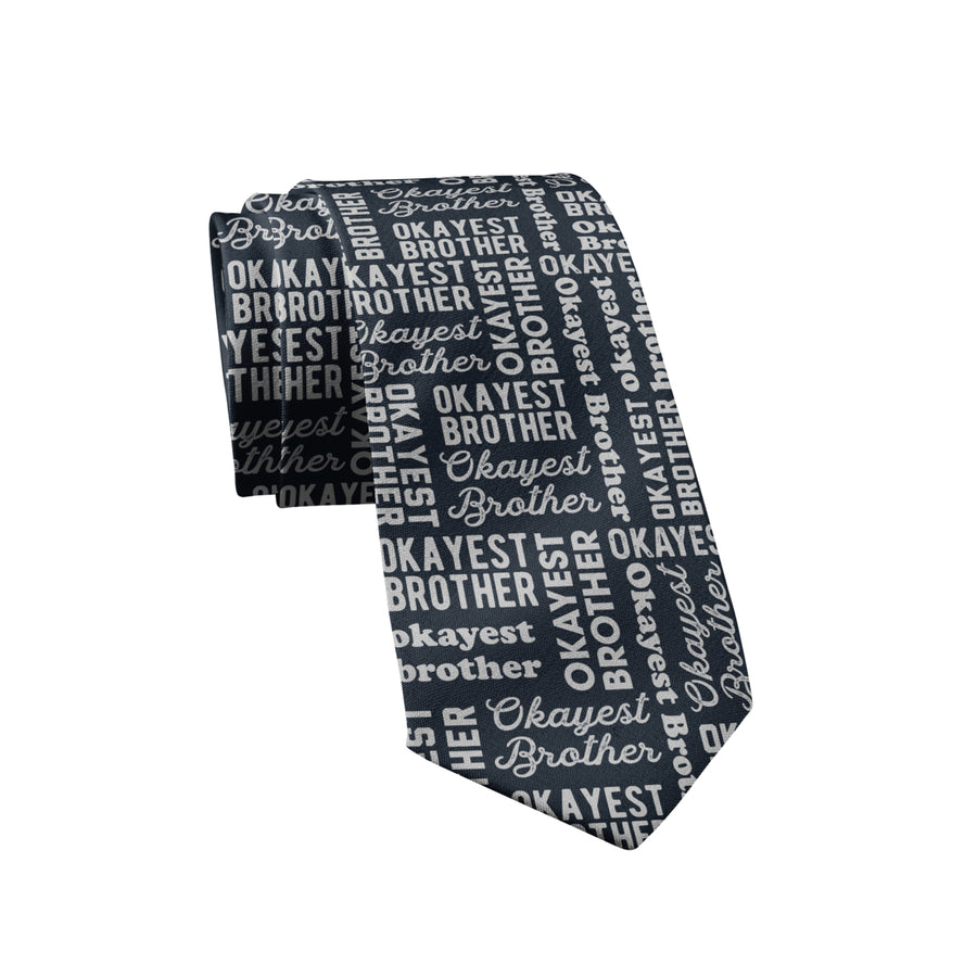 Okayest Brother Necktie Funny Neckties for Men Nerdy Tie for Guys Mens Novelty Neckties Image 1