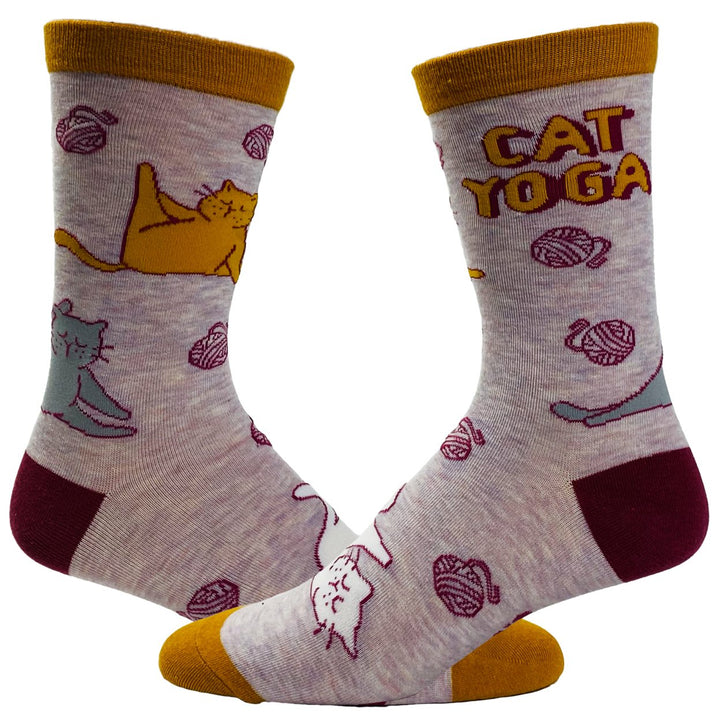 Womens Cat Yoga Socks Funny Stretch Exercise Workout Pet Kitty Lover Graphic Footwear Image 1