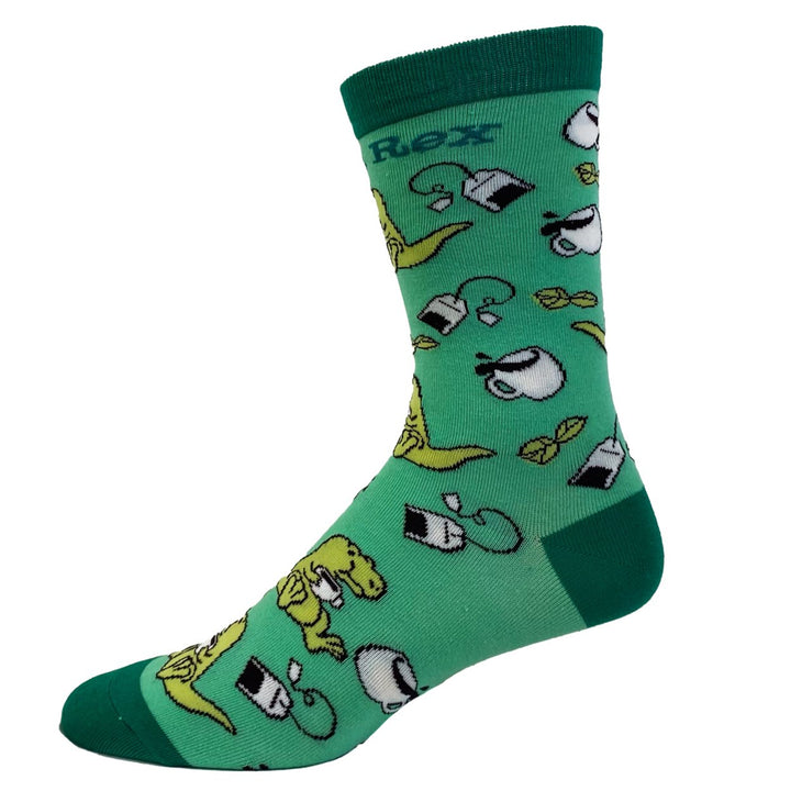 Womens Tex Rex Socks Funny Cute Dinosaur Drinking Tea Jurassic Graphic Novelty Footwear Image 4