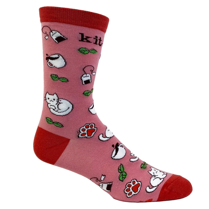 Womens Kit Tea Socks Funny Pet Cat Kitty Tea Time Pet Lover Graphic Footwear Image 6