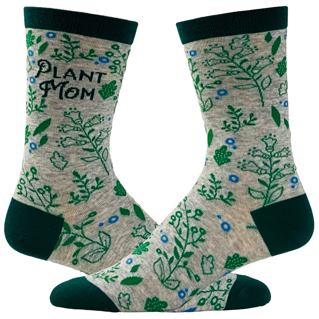 Women's Plant Mom Socks Funny Gardening Flowers Herbs Growing Novelty Graphic Footwear Image 1