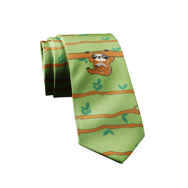 Hanging Sloth Necktie Funny Neckties for Men Nerdy Tie Mens Novelty TIes Image 1