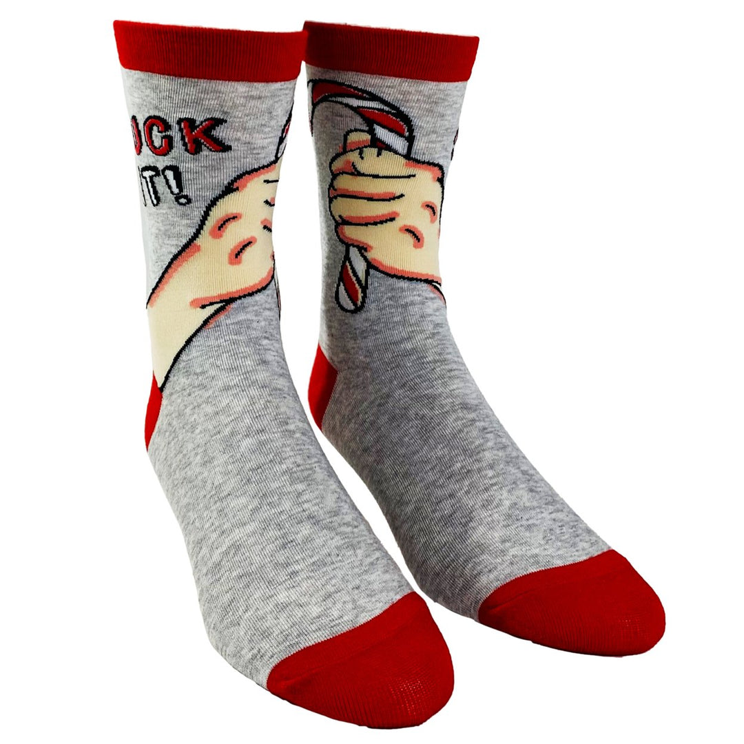 Womens Suck It Socks Funny Christmas Candycane Sarcastic Holiday Party Graphic Footwear Image 2