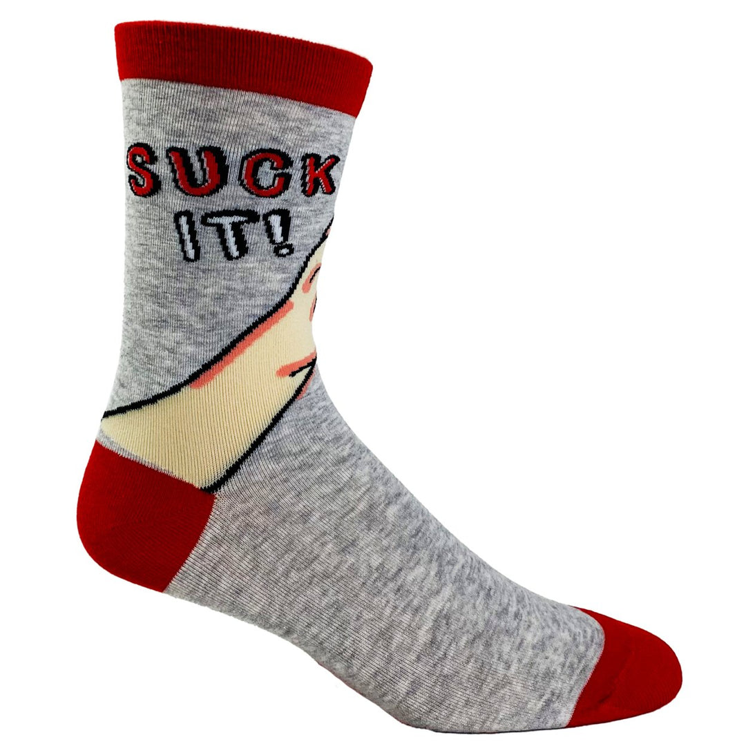 Womens Suck It Socks Funny Christmas Candycane Sarcastic Holiday Party Graphic Footwear Image 6